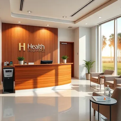 Modern health insurance office in Greenacres FL with sleek reception, stylish furniture, and inviting atmosphere.