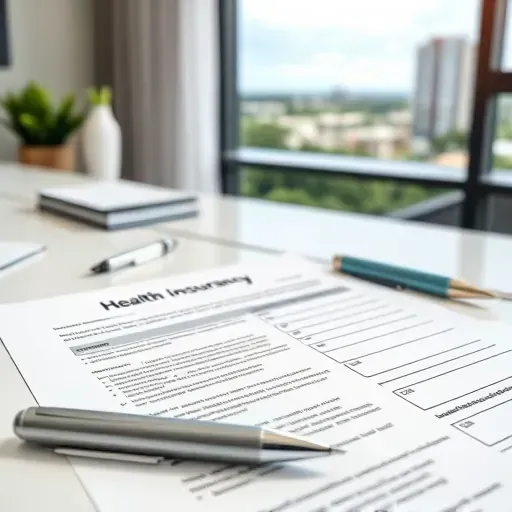 Completed Health Insurance documents on a desk in Pembroke Pines, FL showcasing organization and professionalism.