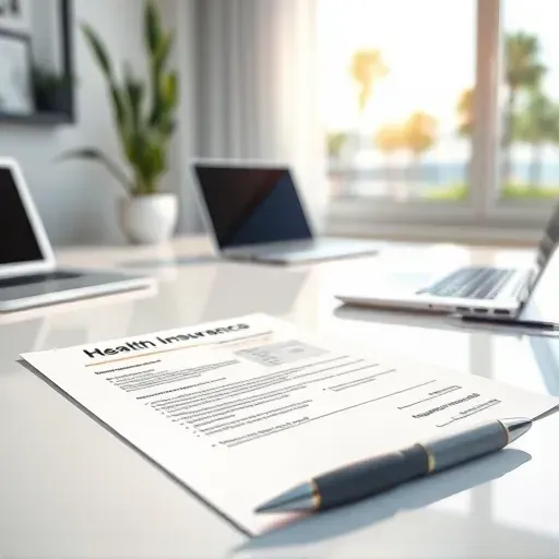 Completed health insurance documents displayed on a desk in Pembroke Pines FL, emphasizing organization and clarity.