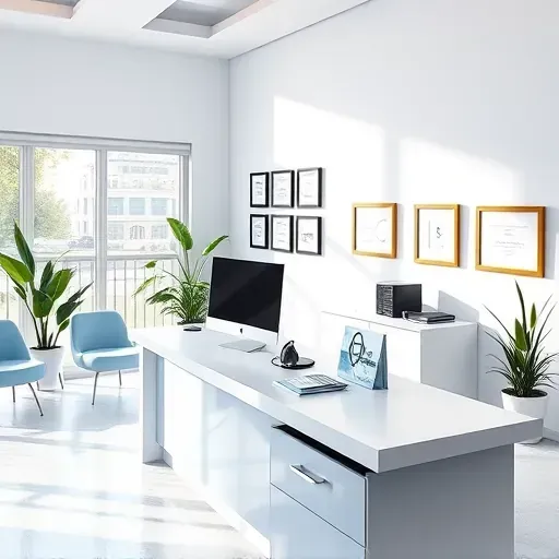 Modern Medicare consultation office in Pembroke Pines with organized desk, healthcare items, and inviting natural light.