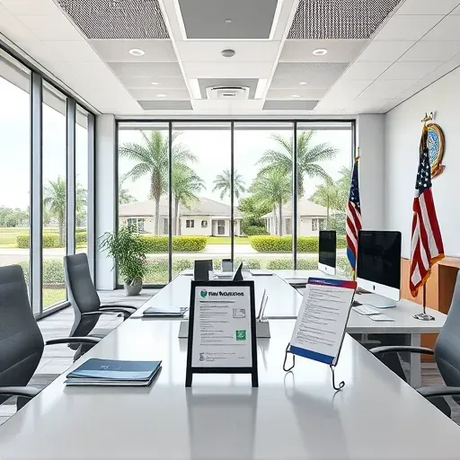 Modern healthcare office in Pembroke Pines Florida with veterans-themed decor, Medicare info, and natural light.