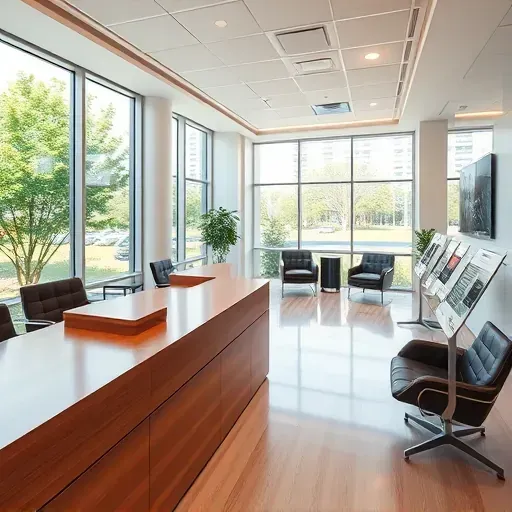 Modern hearing aid benefit office in Pembroke Pines Florida with a sleek reception area, natural light, greenery, and professional furnishings