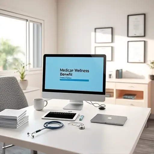 Well-organized healthcare office in Pembroke Pines Florida with desk, computer, brochures, stethoscope, and sunny consultation room
