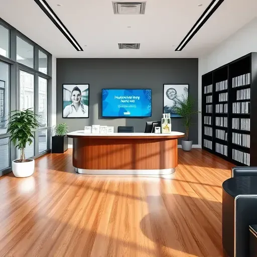 Modern Health Insurance office in Miramar FL with sleek reception, natural light, and wellness-themed artwork.