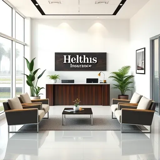 A modern Health Insurance office in North Miami with a welcoming reception, sleek furniture, and natural light.