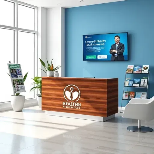Modern Health Insurance office in Florida City with minimalist decor, natural light, and promotional displays.