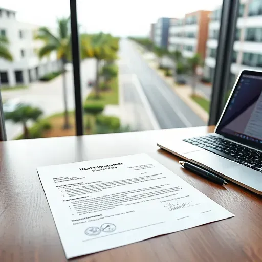 Completed health insurance paperwork on a desk in Pembroke Pines FL with neat organization and clear details.
