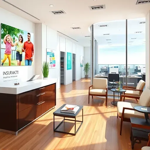 Modern health insurance office in North Palm Beach with inviting reception, bright decor, and organized workspace.