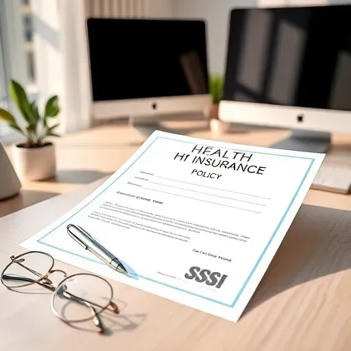 Completed health insurance documents on a table in Pembroke Pines, Florida, showcasing a professional setting.