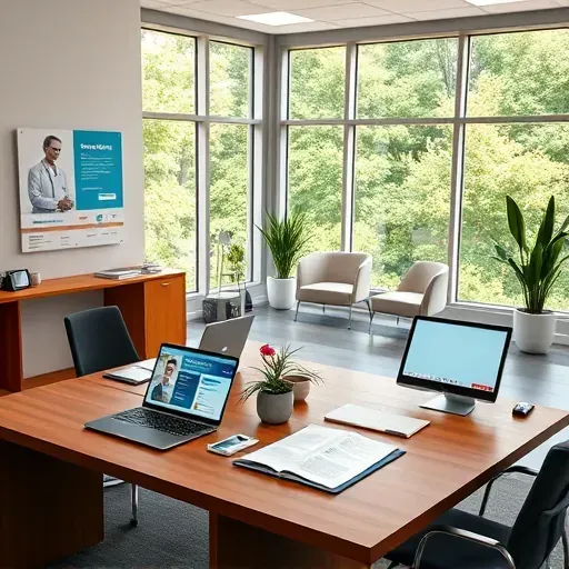 Personalized Medicare consultation office in Pembroke Pines FL with modern decor, digital devices, and welcoming atmosphere.