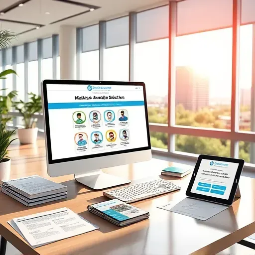 Organized modern office with computer, paperwork, brochures, and tablet showcasing Medicare Advantage plans in Pembroke Pines FL