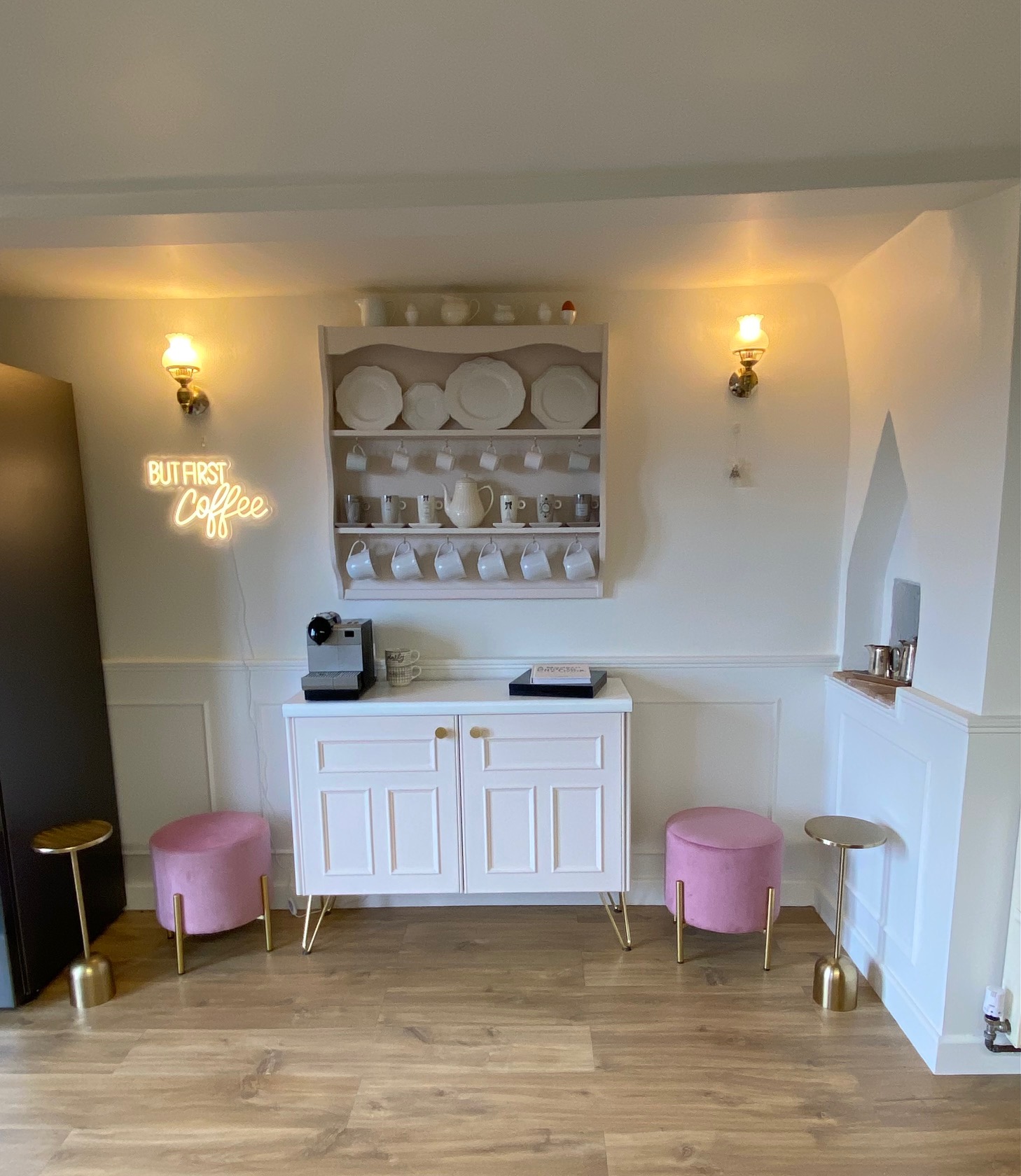 Dressing room with vintage dressing table and retro chair