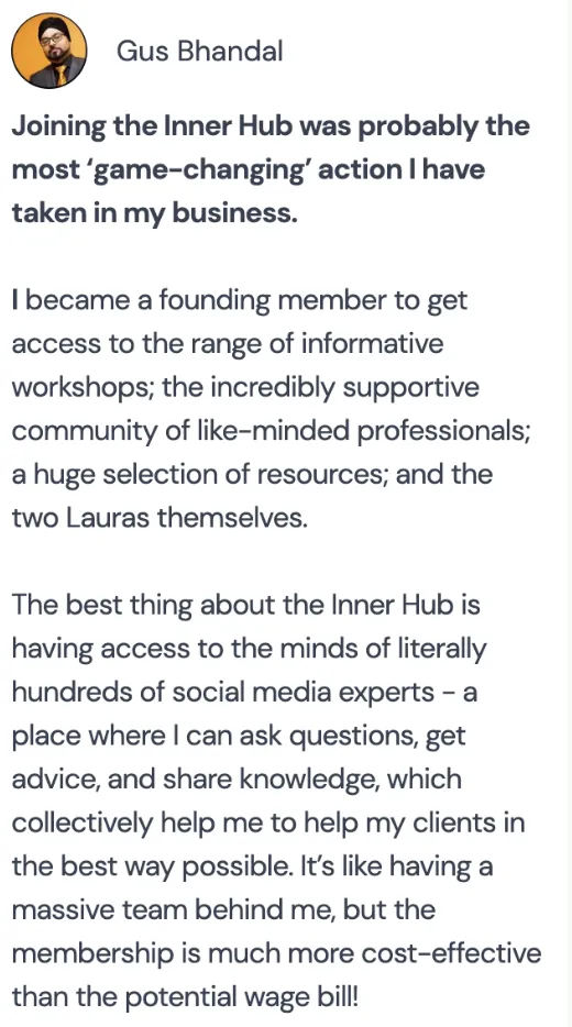 Gus Bhandal: “Joining the Inner Hub was probably the most game-changing action I have taken in my business.”
