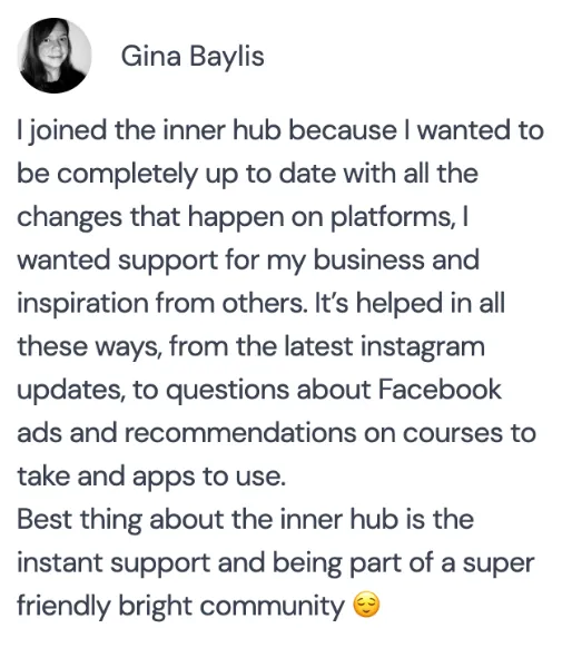 Gina Baylis: “I joined the inner hub because I wanted to be completely up to date with all the changes that happen on platforms.”