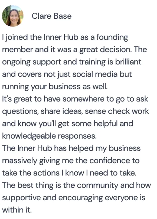 Clare Base: “I joined the Inner Hub as a founding member and it was a great decision.”