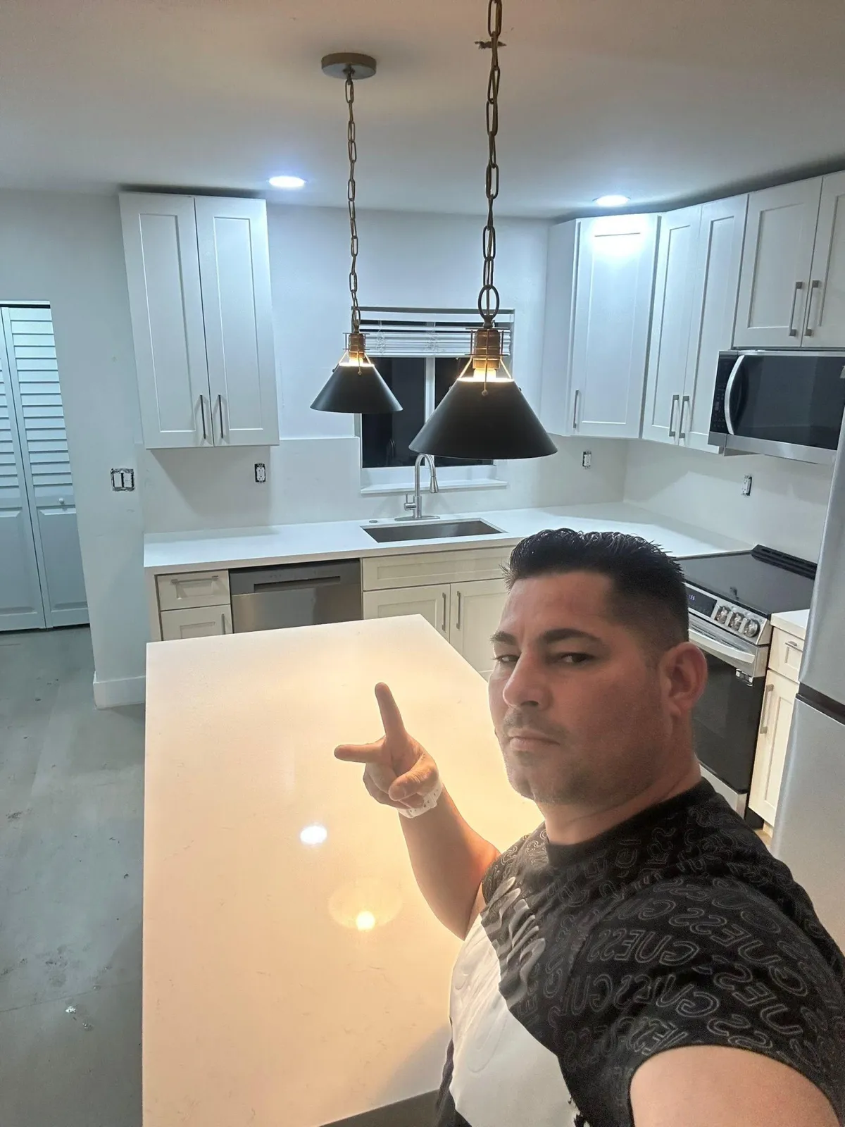 three clear glass bar stools