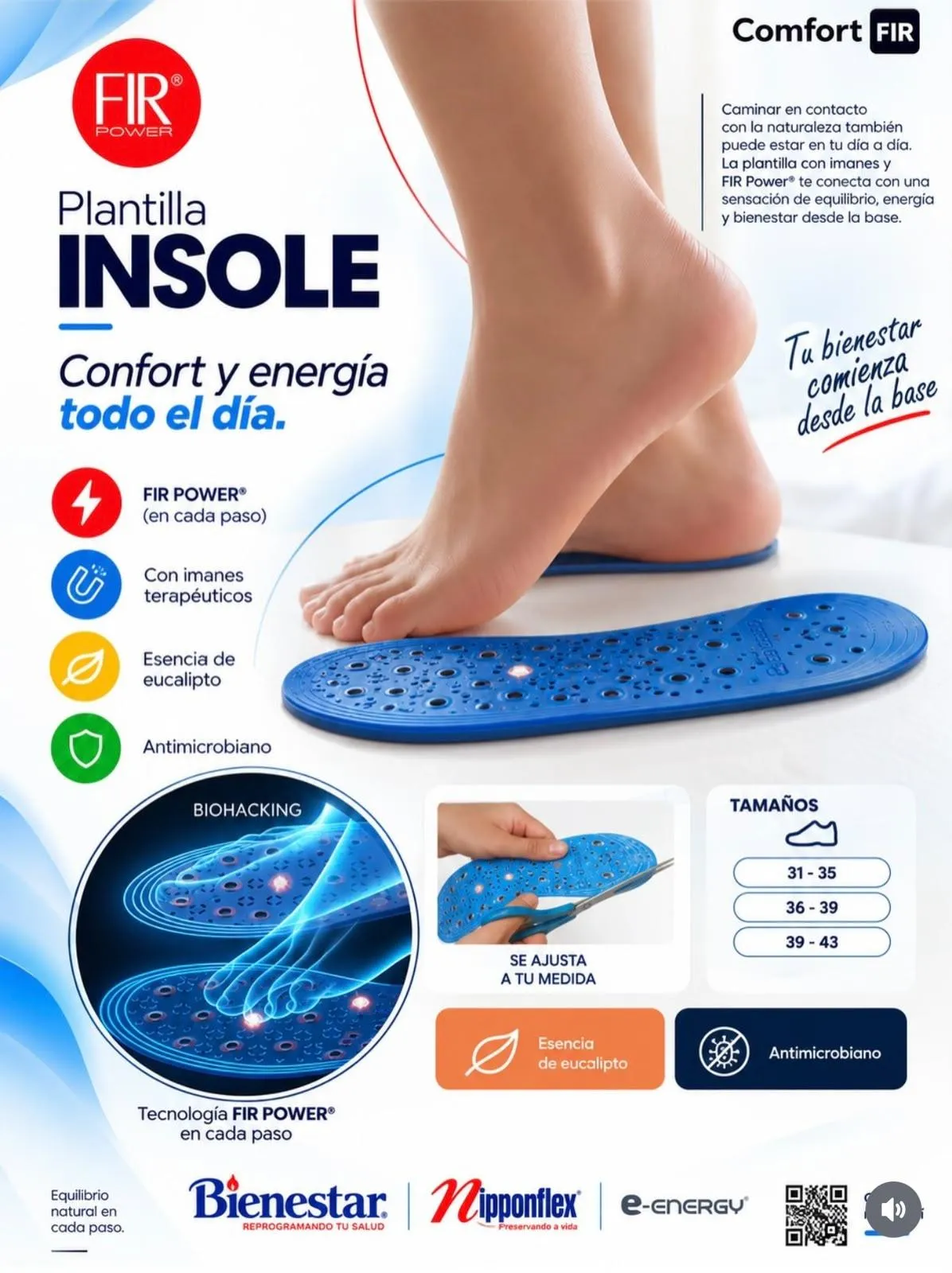 Plantillas Blue Insole mostrando su textura y diseño para recortar