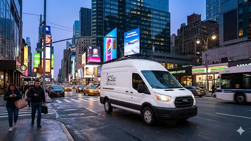 Triple S Snacks delivery truck with snack displays