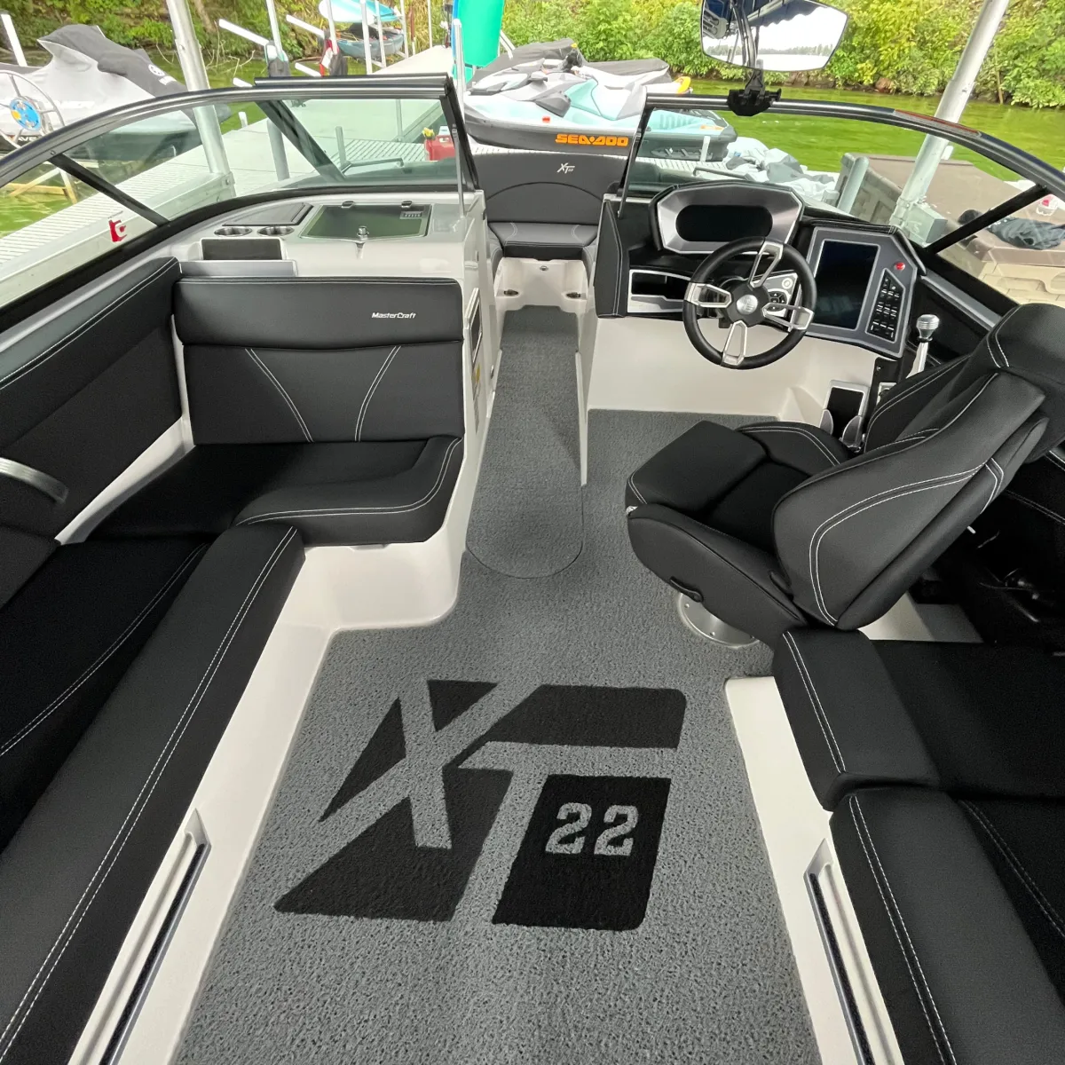 Black Mastercraft boat interior with professional detailing and protection service in Eau Claire WI