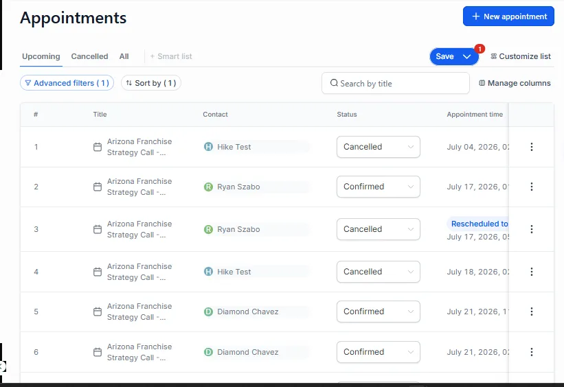 AI booking a confirmed appointment slot during a live call