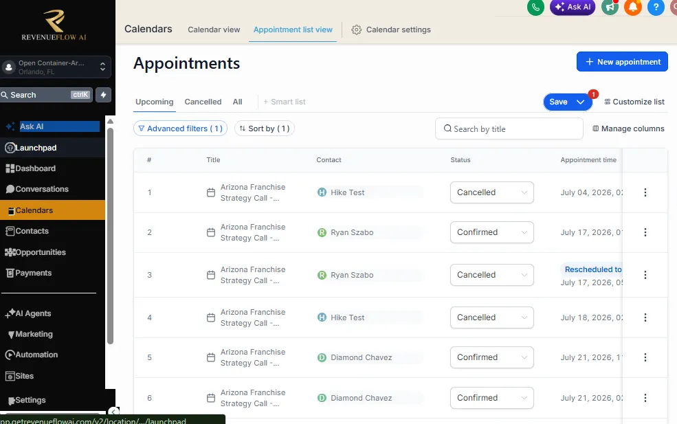 AI booking a confirmed appointment slot during a live call