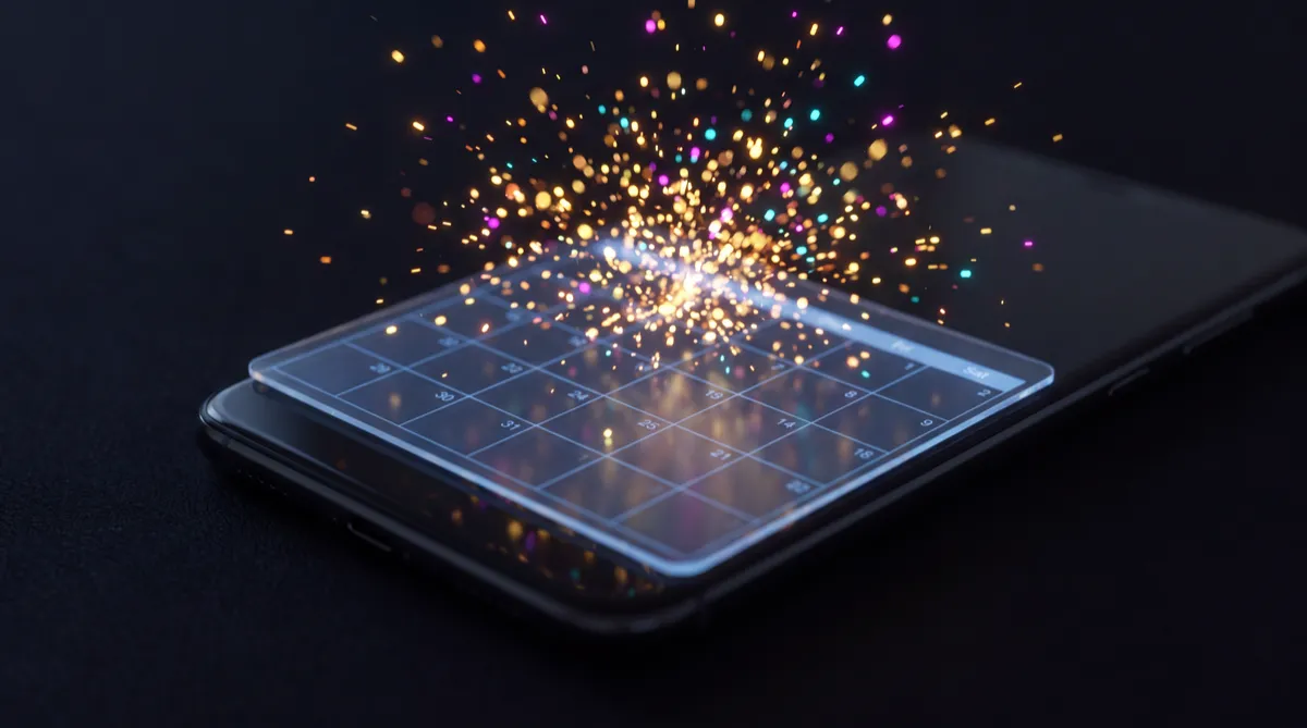 Smartphone lit up with gold sparks, showing every call answered