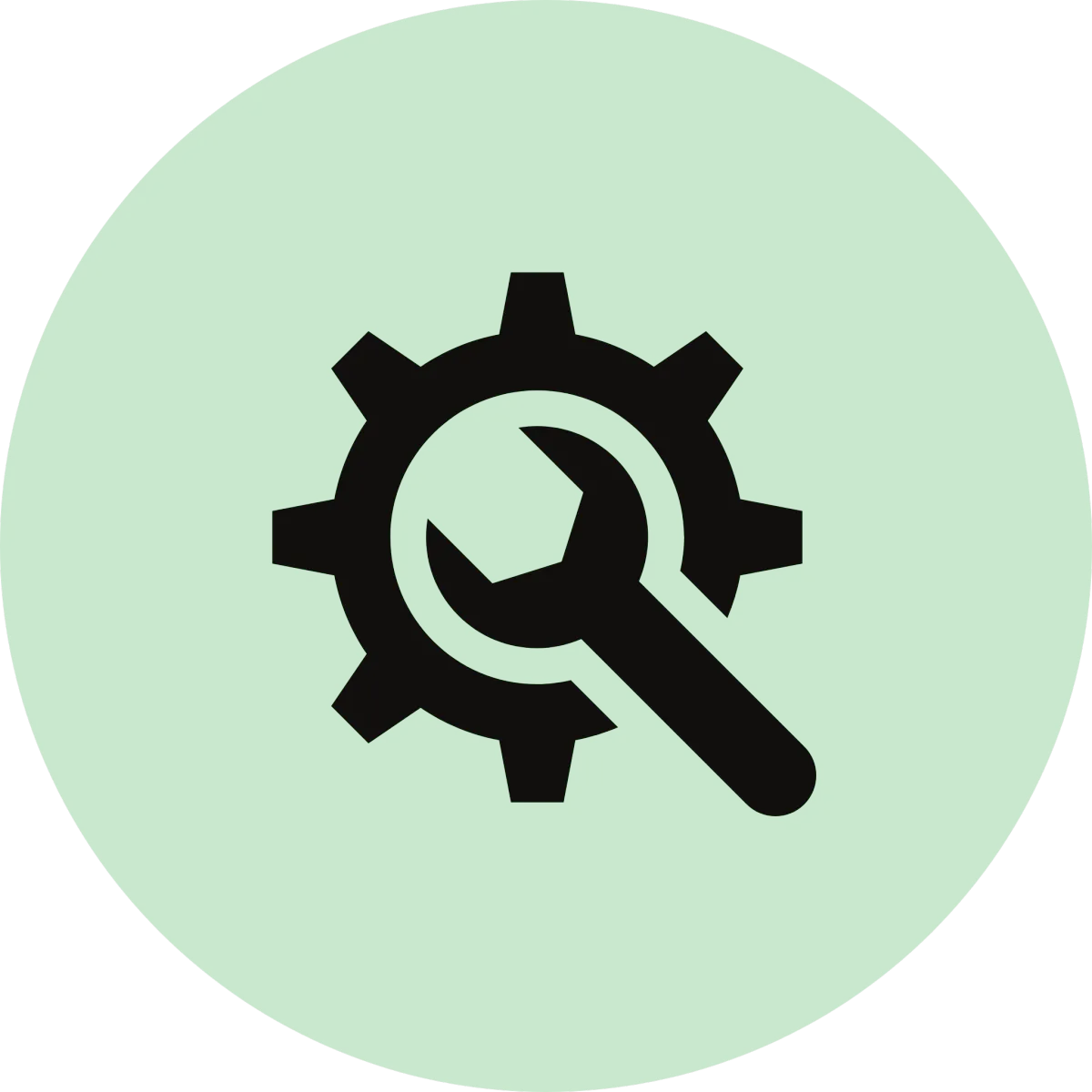 Icon of a gear and wrench for repair services.