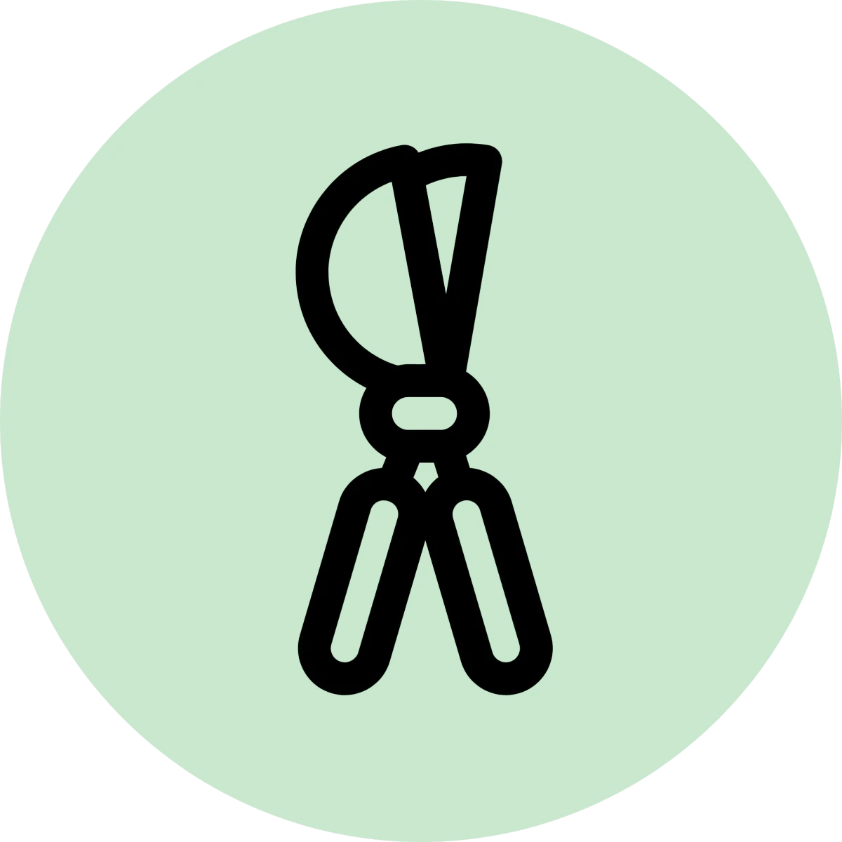 Icon of scissors cutting grass for landscaping services.