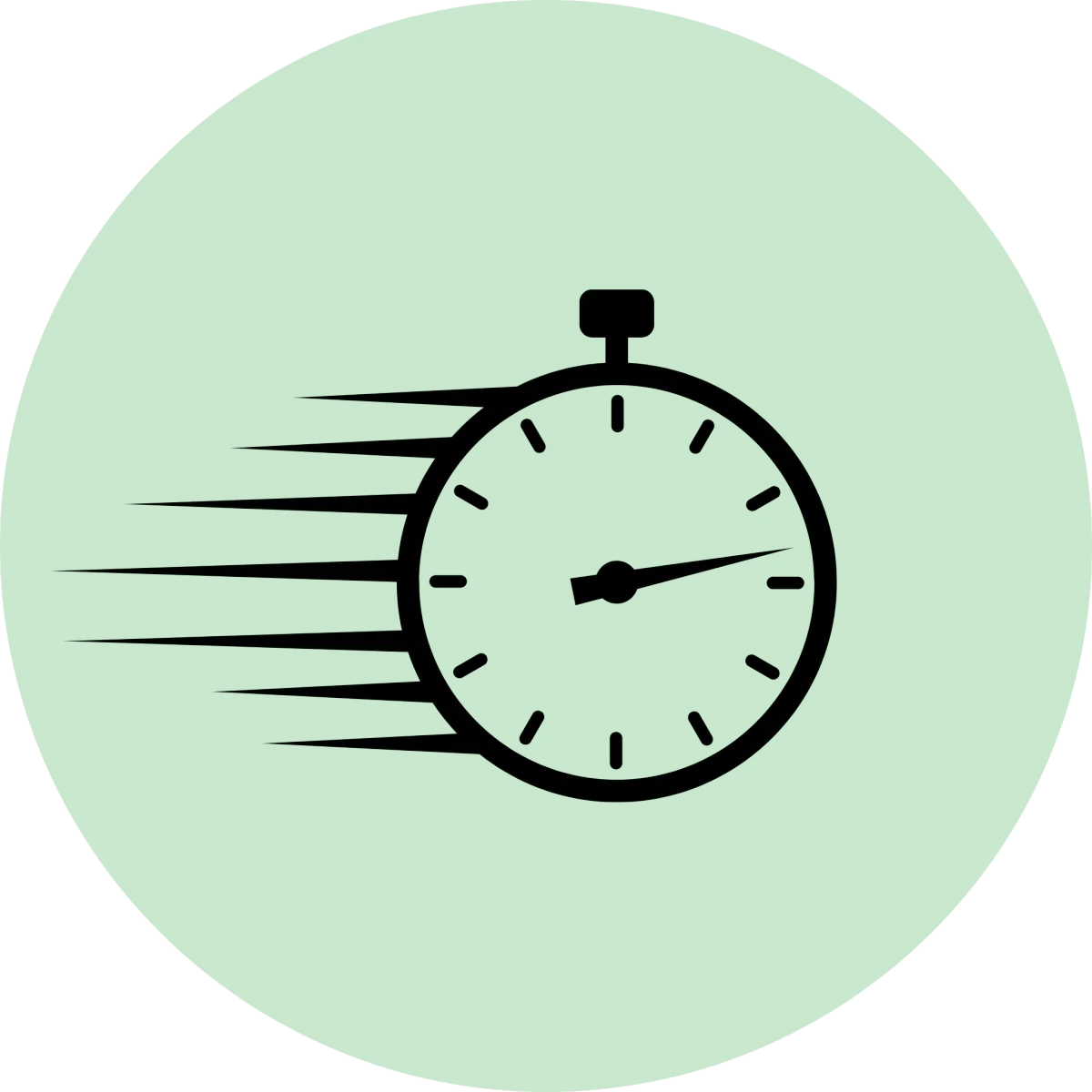 Icon of a stopwatch for timely project completion.