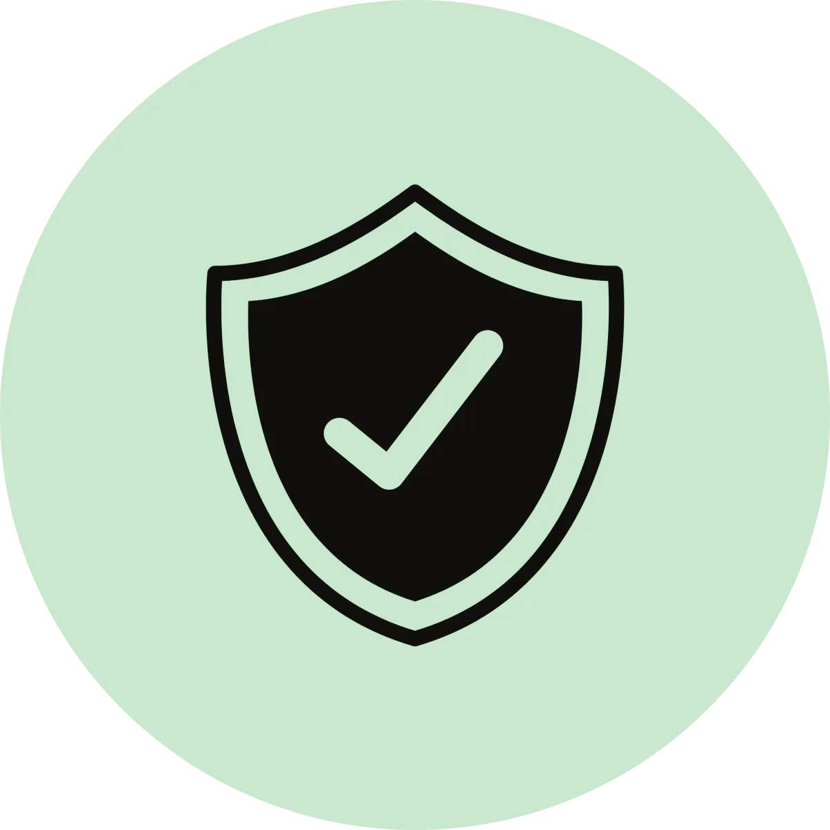 Icon of a shield with a checkmark for completely insured services.