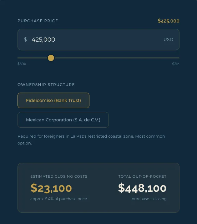 closing costs in la paz bcs mexico