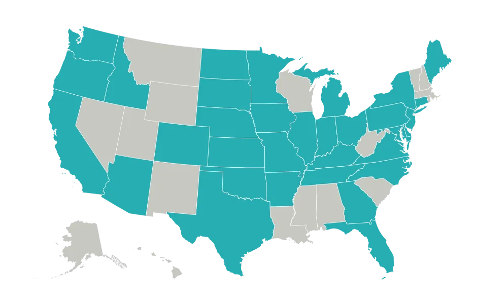 United States map of states with pregnancy centers using LifeLead