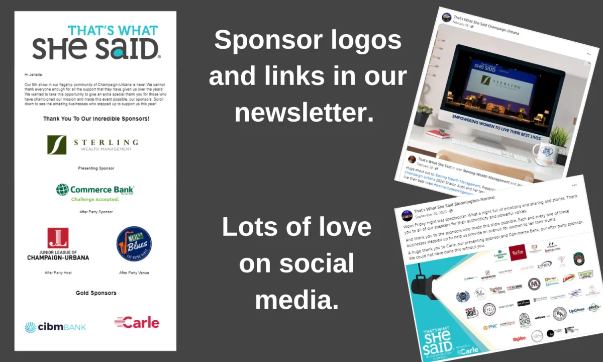 Screenshots of TWSS newsletters with sponsor logo features