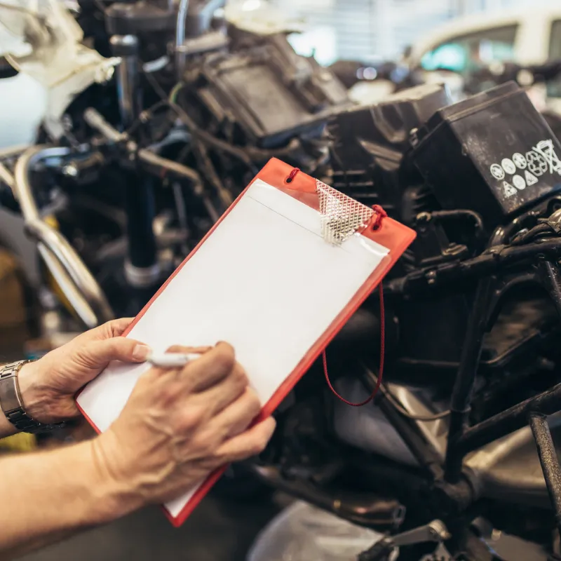 Rider getting motorcycle insurance help in Colton, CA