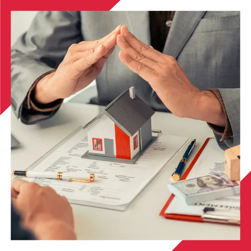 Insurance agent reviewing home coverage options with a family