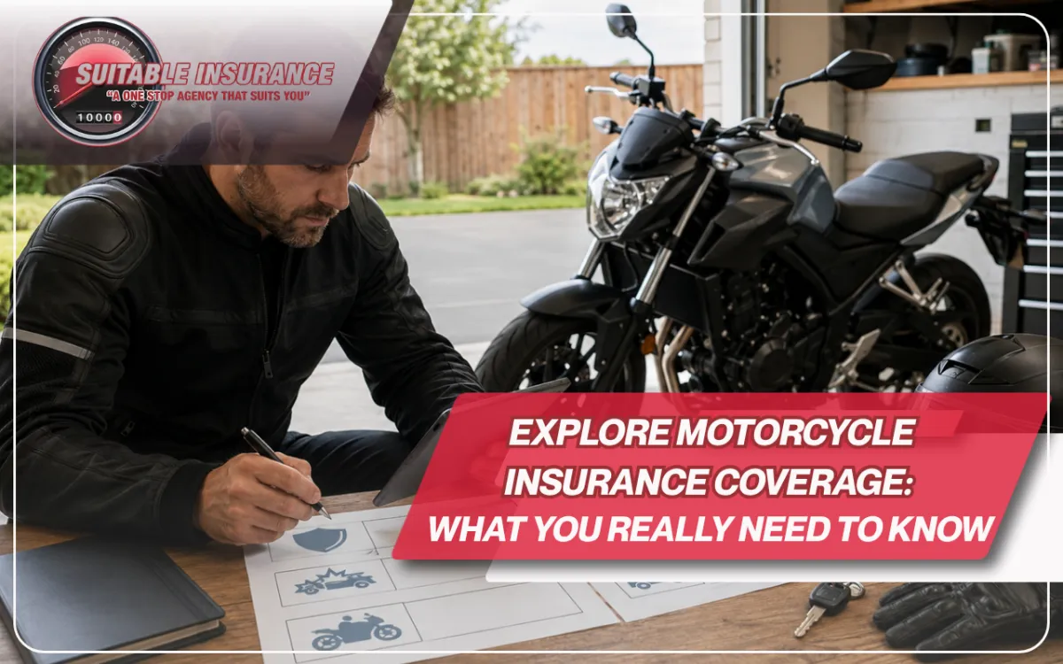 Rider reviewing motorcycle insurance coverage options before getting on the road