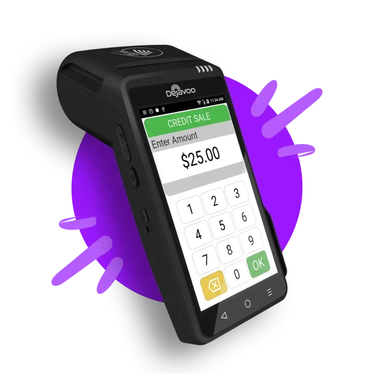 Dejavoo QD4 wireless credit card terminal — complimentary payment device offered by MAi Pay with next-day funding and transparent pricing.