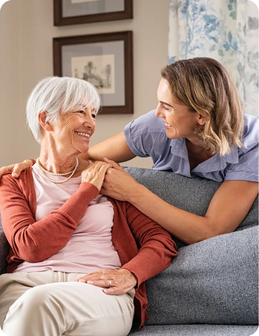 senior woman with younger woman
