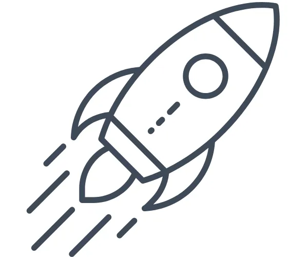 Rocket flying icon to show how ongoing support will help with long term success