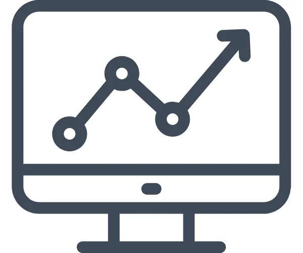 Line graph on a computer sceen showing growth thanks to successful SaaS tool integration consulting