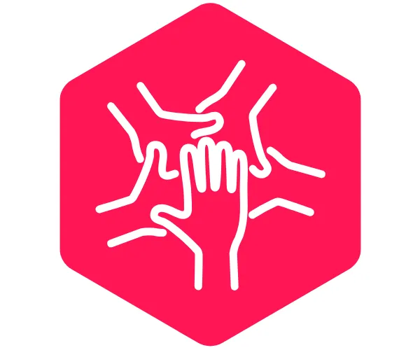 five hands together to show teamwork as how The SaaS JEDI are dedicated partners of SaaS tools 