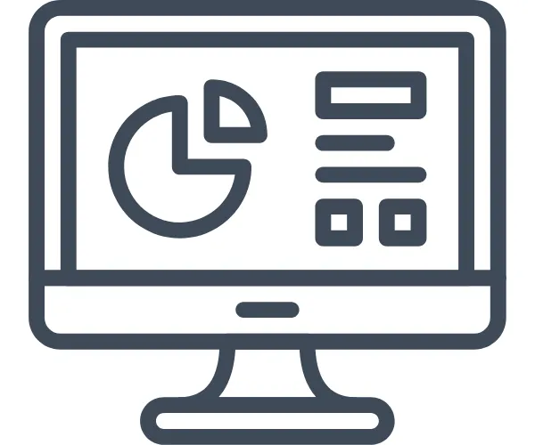 Computer screen with pie chart and graphics representing other data to depict how SaaS tools can be customized