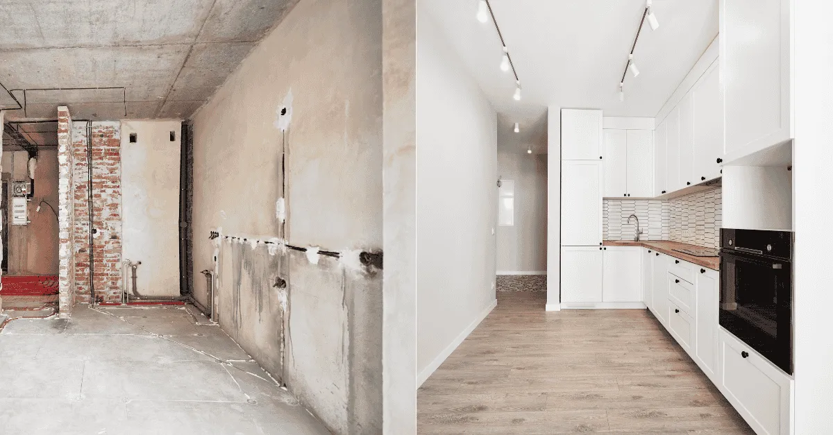 before and after of a contemporary kitchen
