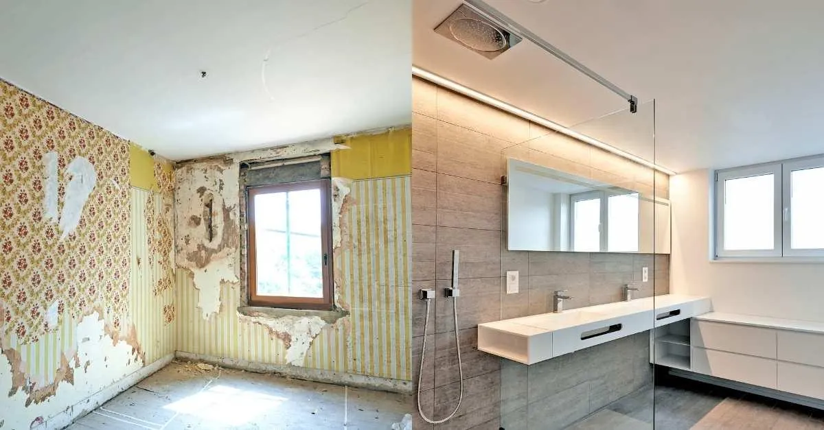 renovation of a bathroom before and after