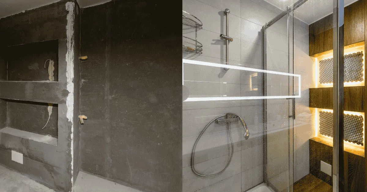 tiled bathroom renovation before and after