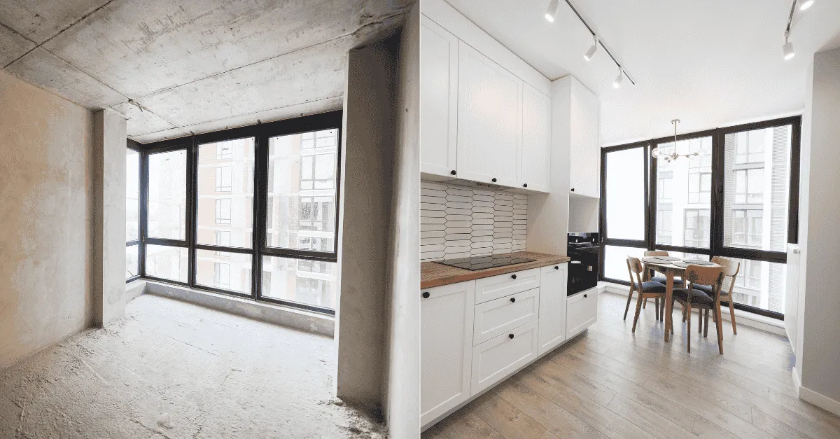 before and after of an apartment remodeling