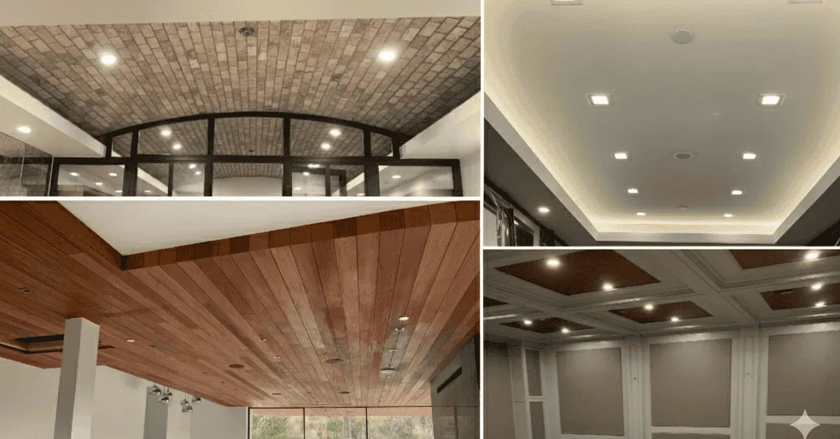 before and after photos of ceiling works from JMS Developers Inc