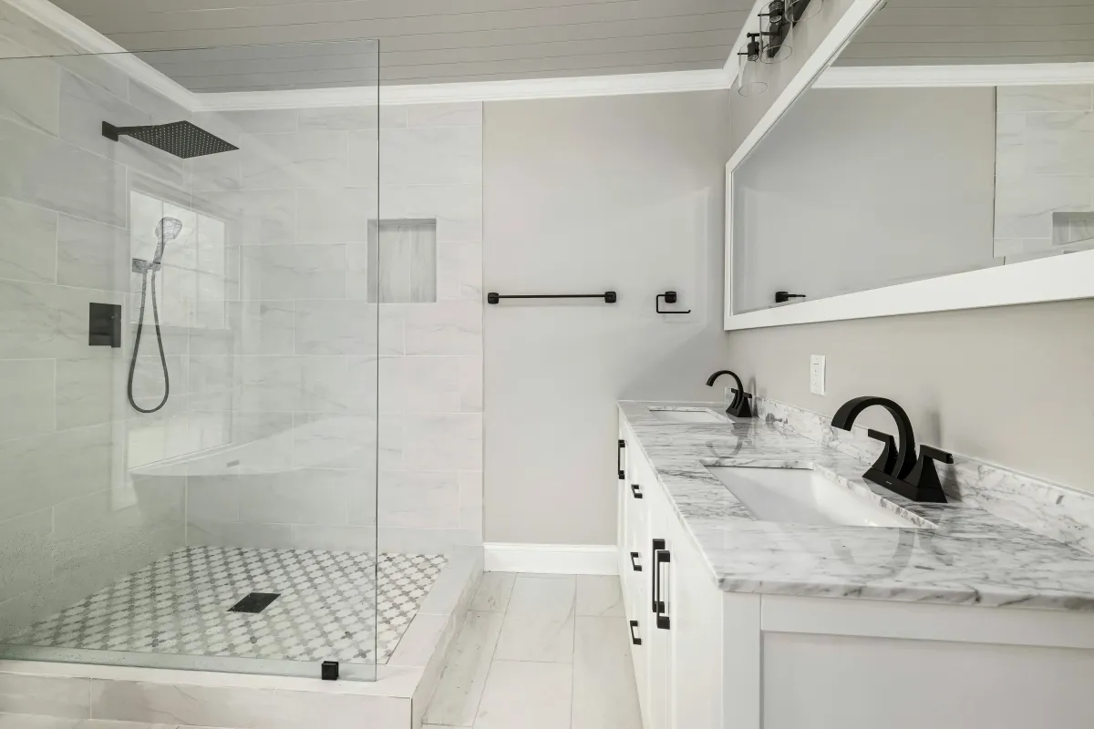 Spa‑inspired bathroom renovation in Los Angeles with soaking tub and rainfall shower