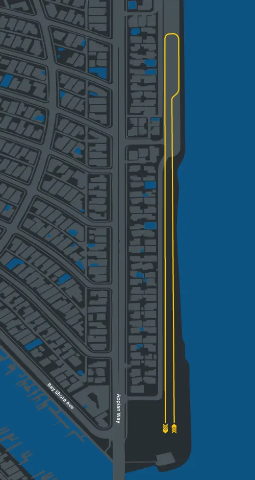 Course map preview for Long Beach Mile along the waterfront