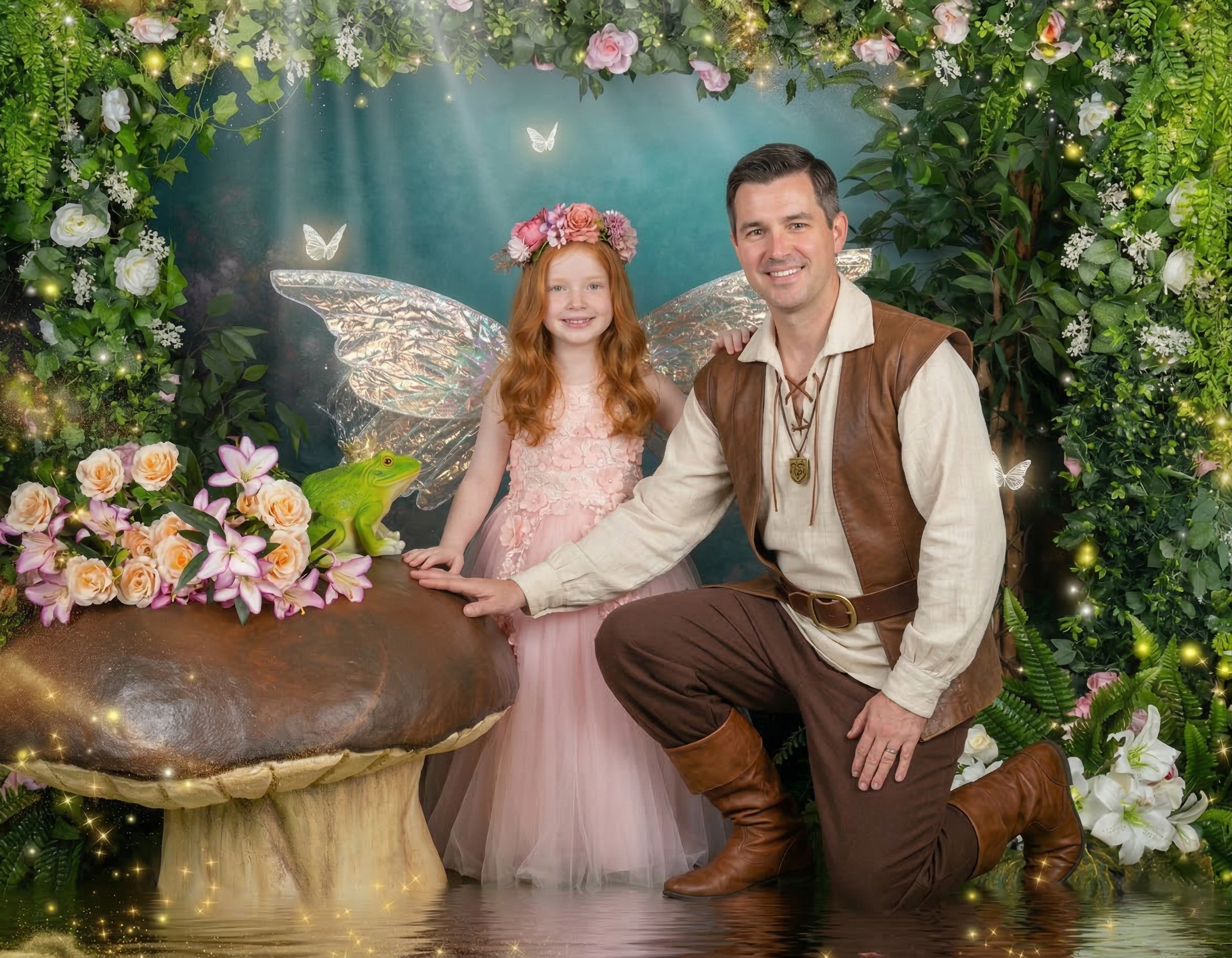 Young boy with a prop sword and shield posing in his knight photoshoot
